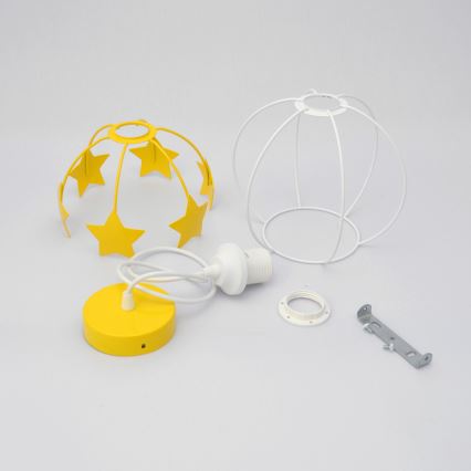 Candeeiro suspenso de criança STARS 1xE27/15W/230V amarelo/branco