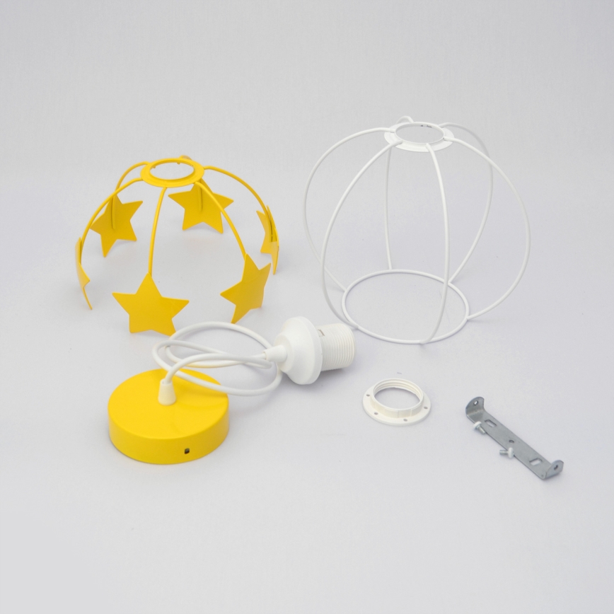 Candeeiro suspenso de criança STARS 1xE27/15W/230V amarelo/branco