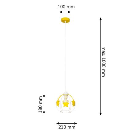 Candeeiro suspenso de criança STARS 1xE27/15W/230V amarelo/branco