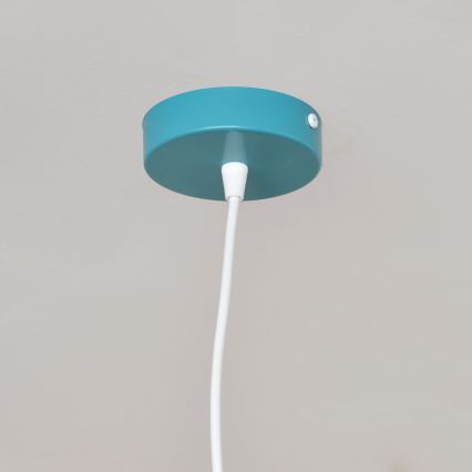 Candeeiro suspenso de criança STARS 1xE27/15W/230V turquesa/branco