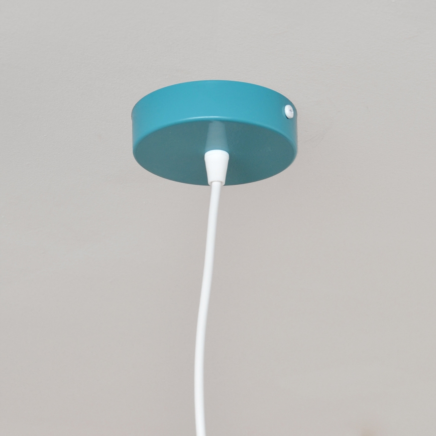 Candeeiro suspenso de criança STARS 1xE27/15W/230V turquesa/branco