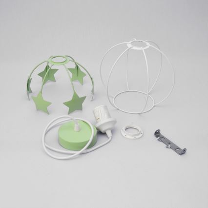 Candeeiro suspenso de criança STARS 1xE27/15W/230V verde/branco