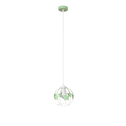 Candeeiro suspenso de criança STARS 1xE27/15W/230V verde/branco