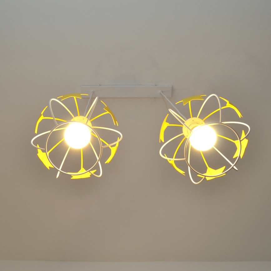 Candeeiro suspenso de criança STARS 2xE27/15W/230V amarelo/branco