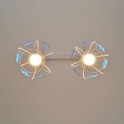 Candeeiro suspenso de criança STARS 2xE27/15W/230V azul/branco