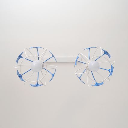 Candeeiro suspenso de criança STARS 2xE27/15W/230V azul/branco