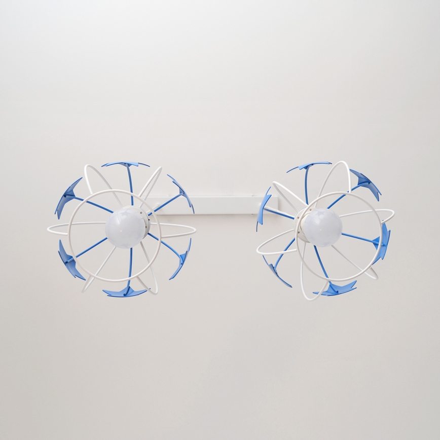 Candeeiro suspenso de criança STARS 2xE27/15W/230V azul/branco