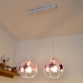 Candeeiro suspenso de criança STARS 2xE27/15W/230V rosa/branco