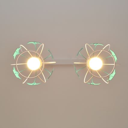 Candeeiro suspenso de criança STARS 2xE27/15W/230V turquesa/branco