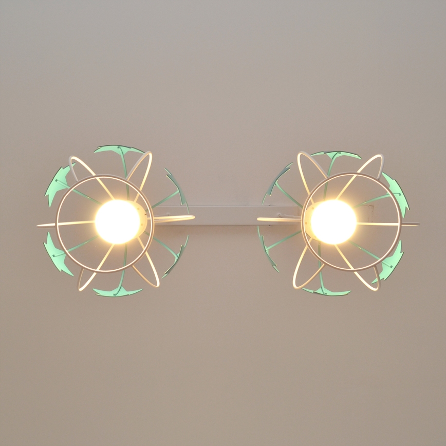 Candeeiro suspenso de criança STARS 2xE27/15W/230V turquesa/branco
