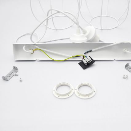 Candeeiro suspenso de criança STARS 2xE27/15W/230V turquesa/branco