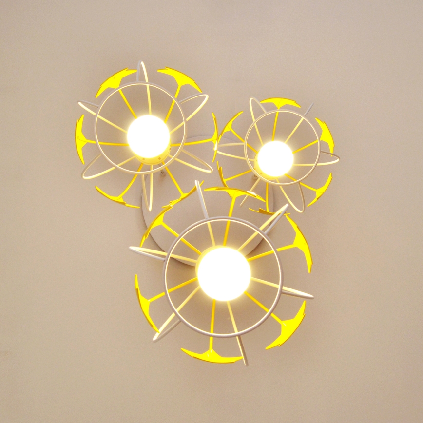 Candeeiro suspenso de criança STARS 3xE27/15W/230V amarelo/branco