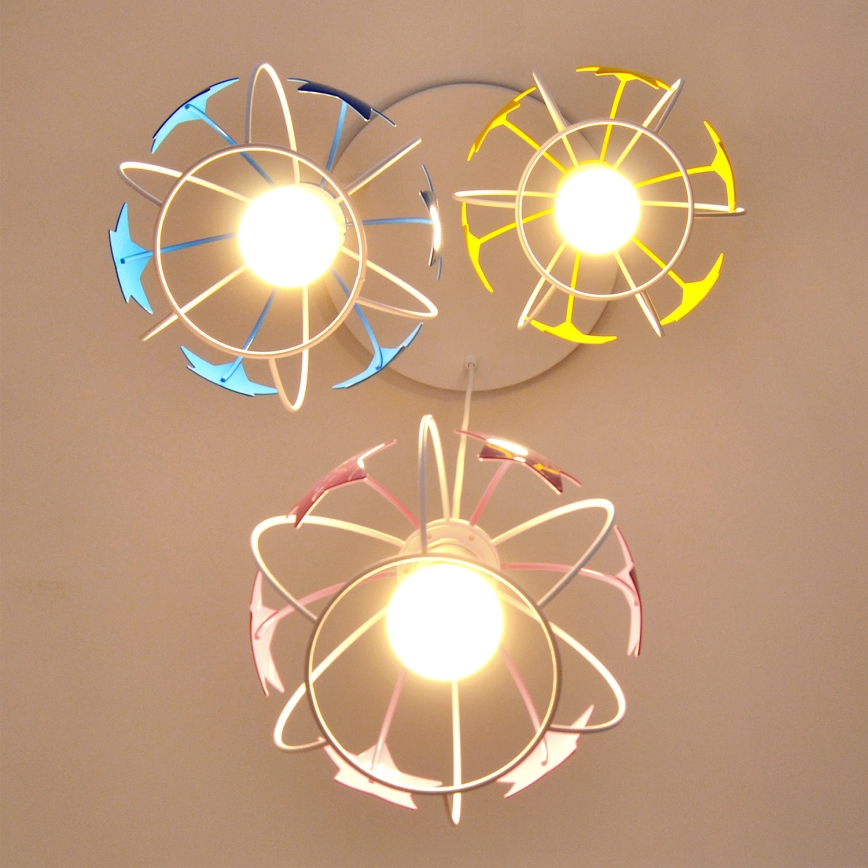 Candeeiro suspenso de criança STARS 3xE27/15W/230V azul/rosa/amarelo