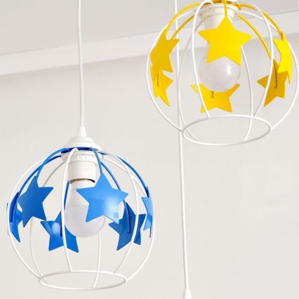 Candeeiro suspenso de criança STARS 3xE27/15W/230V azul/rosa/amarelo