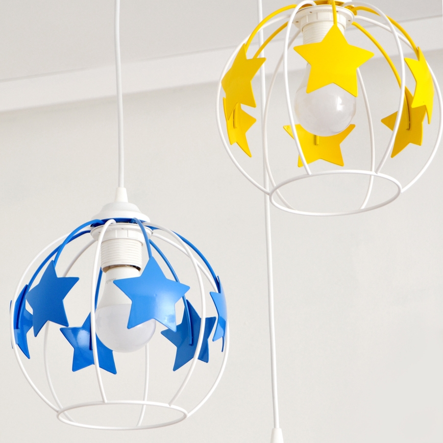 Candeeiro suspenso de criança STARS 3xE27/15W/230V azul/rosa/amarelo