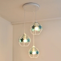 Candeeiro suspenso de criança STARS 3xE27/15W/230V turquesa/branco