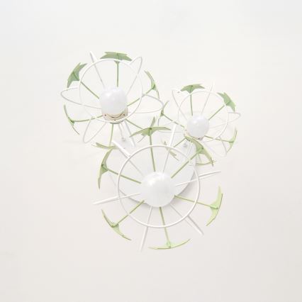 Candeeiro suspenso de criança STARS 3xE27/15W/230V verde/branco