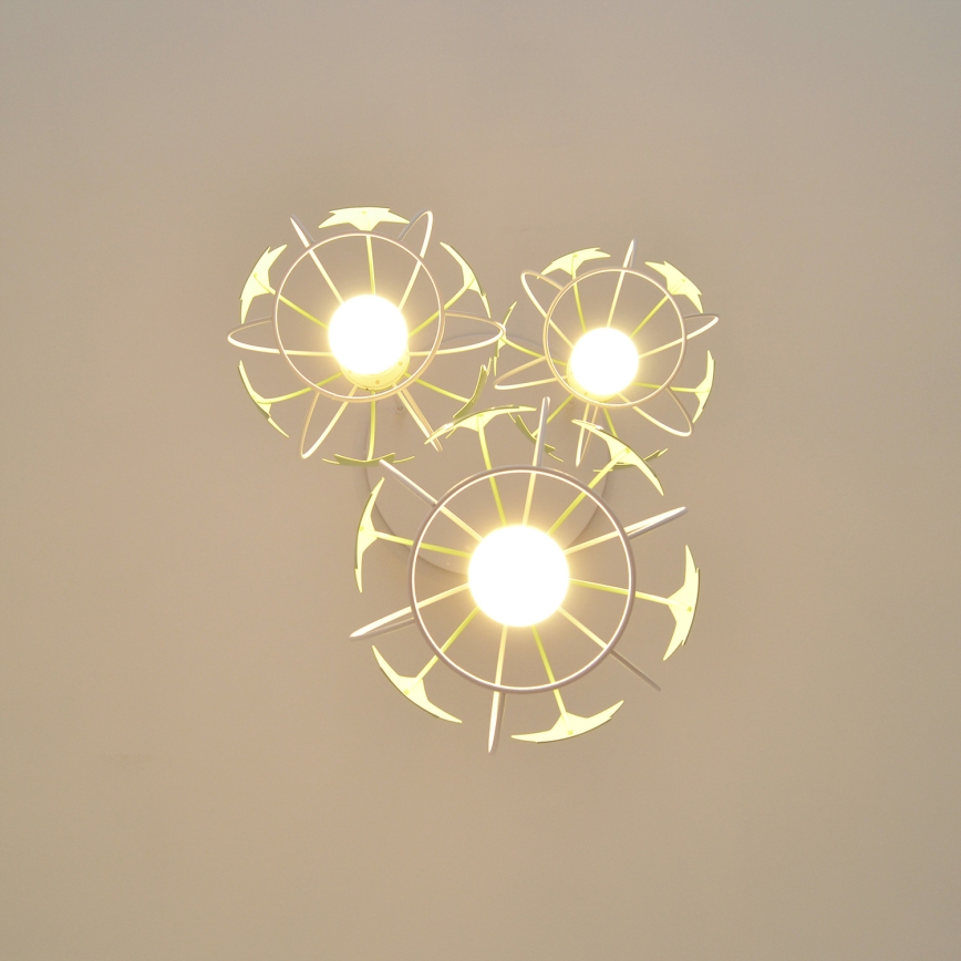 Candeeiro suspenso de criança STARS 3xE27/15W/230V verde/branco