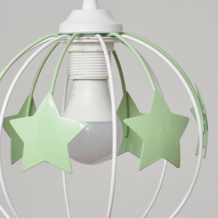 Candeeiro suspenso de criança STARS 3xE27/15W/230V verde/branco