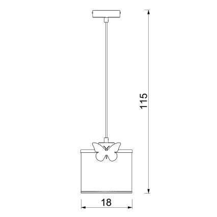 Candeeiro suspenso de criança SWEET 1xE27/15W/230V branco/borboleta
