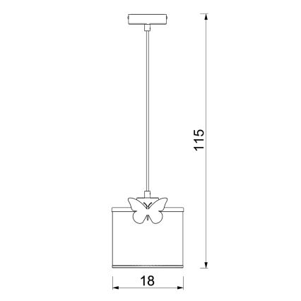 Candeeiro suspenso de criança SWEET 1xE27/15W/230V branco/rosa/borboleta