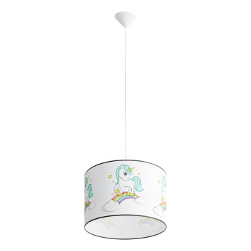 Candeeiro suspenso de criança UNICORN 1xE27/15W/230V diâmetro 40 cm unicórnio
