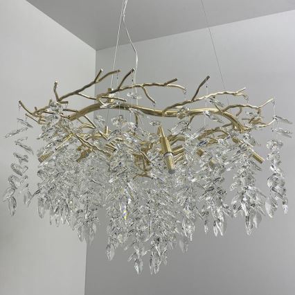 Candeeiro suspenso de cristal 12xG9/40W/230V dourado