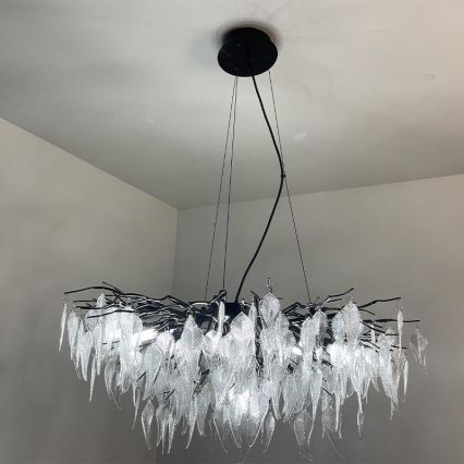 Candeeiro suspenso de cristal 12xG9/40W/230V preto