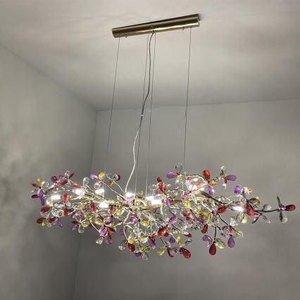 Candeeiro suspenso de cristal 13xG9/40W/230V colorido