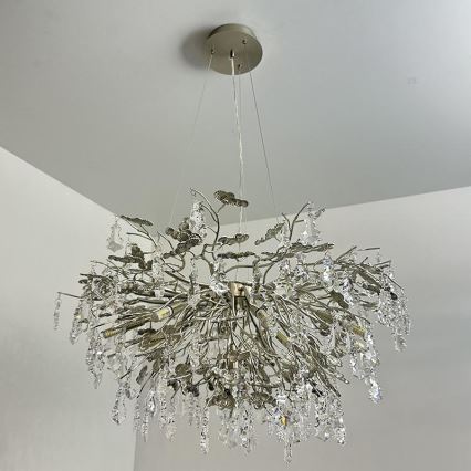 Candeeiro suspenso de cristal 13xG9/40W/230V cromado brilhante