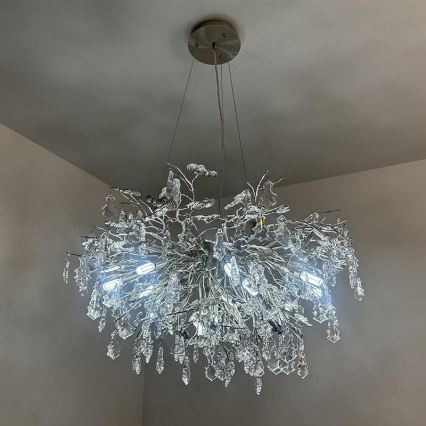 Candeeiro suspenso de cristal 13xG9/40W/230V cromado brilhante