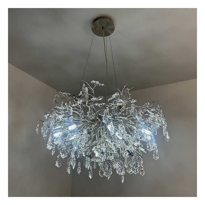 Candeeiro suspenso de cristal 13xG9/40W/230V cromado brilhante