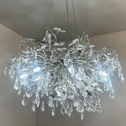Candeeiro suspenso de cristal 13xG9/40W/230V cromado brilhante
