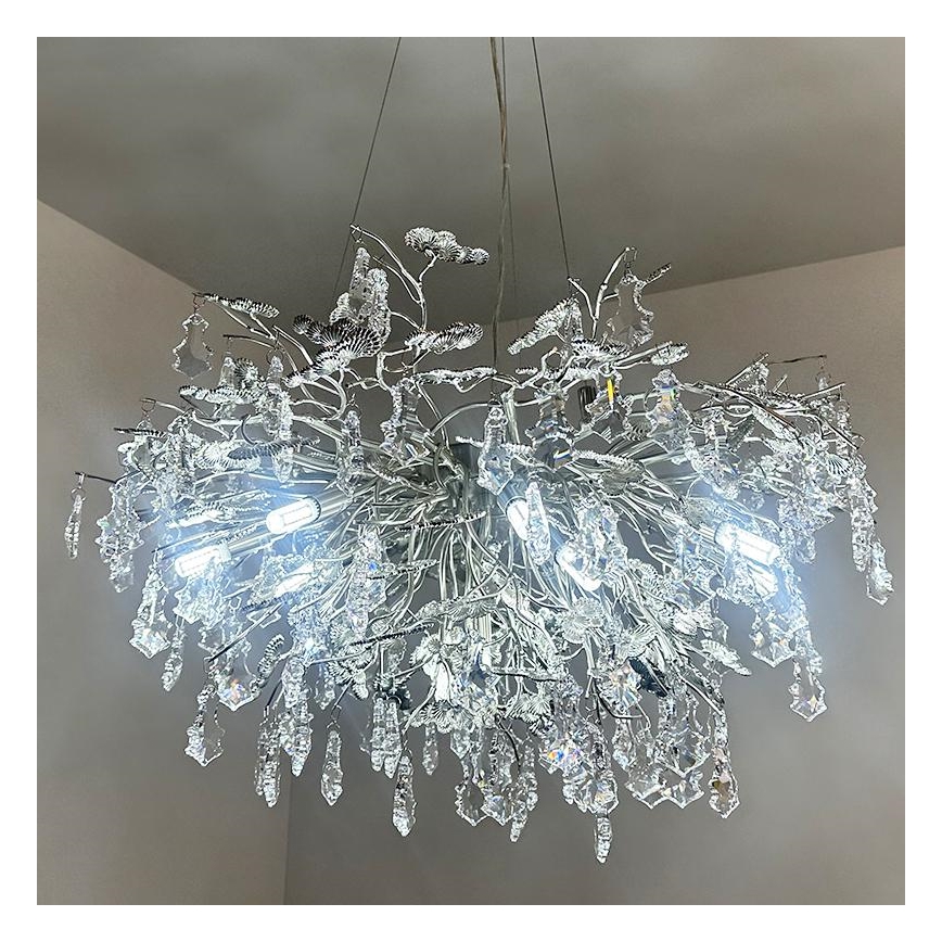 Candeeiro suspenso de cristal 13xG9/40W/230V cromado brilhante