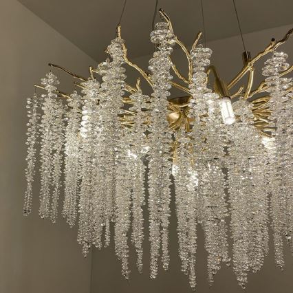 Candeeiro suspenso de cristal 13xG9/40W/230V dourado