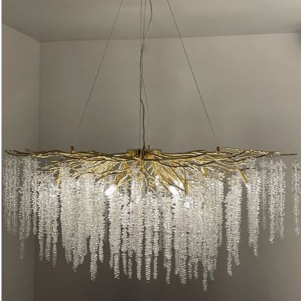 Candeeiro suspenso de cristal 13xG9/40W/230V dourado