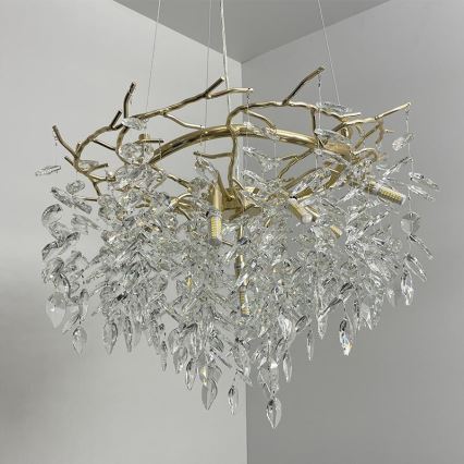 Candeeiro suspenso de cristal 9xG9/40W/230V dourado