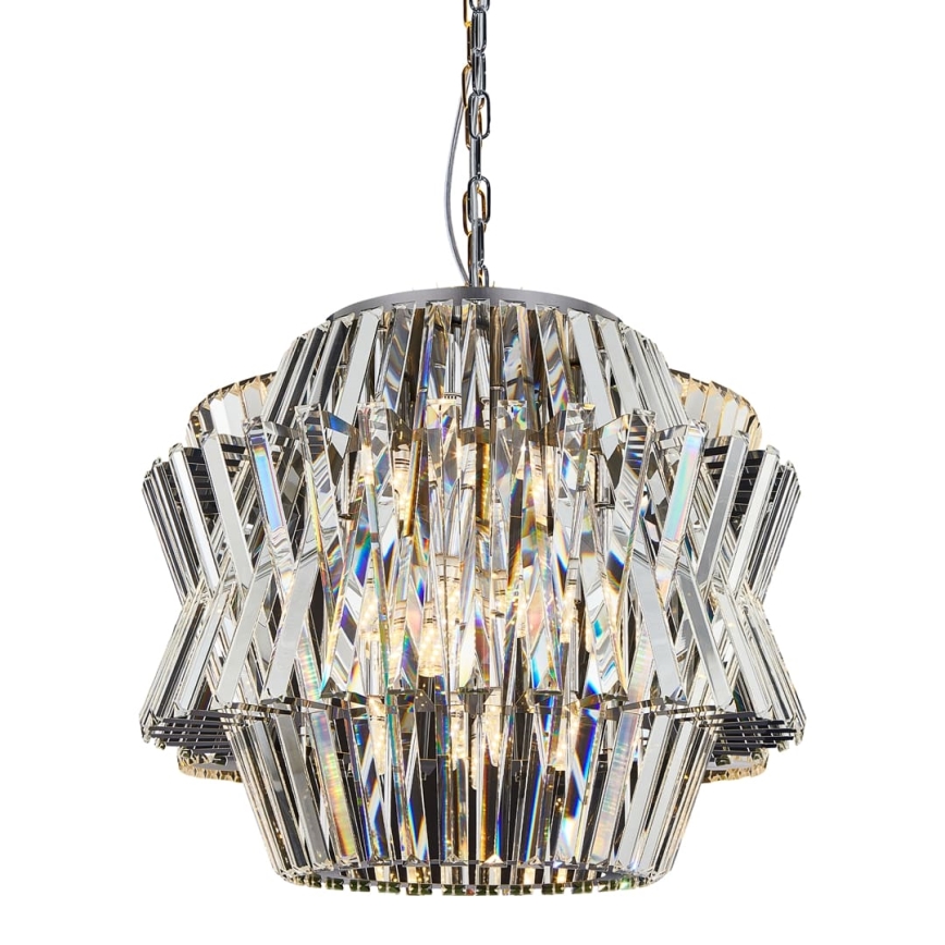 Candeeiro suspenso de cristal CROWN 12xE14/40W/230V cromado brilhante