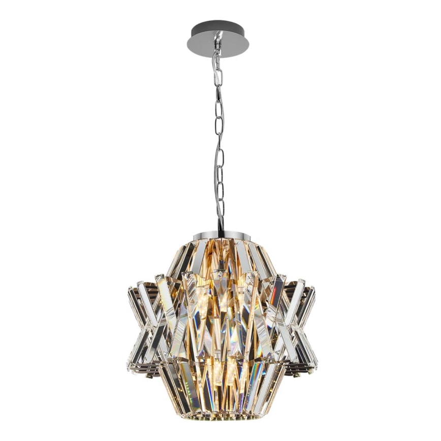 Candeeiro suspenso de cristal CROWN 4xE14/40W/230V cromado brilhante