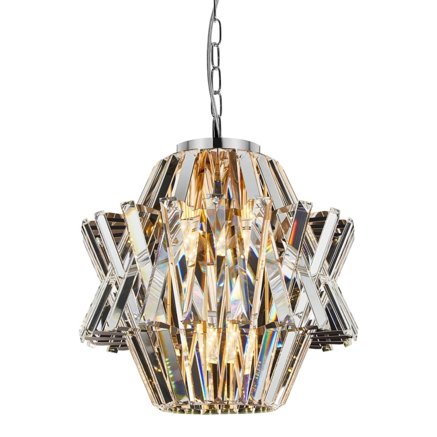 Candeeiro suspenso de cristal CROWN 4xE14/40W/230V cromado brilhante