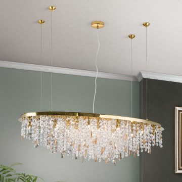 Candeeiro suspenso de cristal CRYSTALRIVER 21xG9/40W/230V dourado