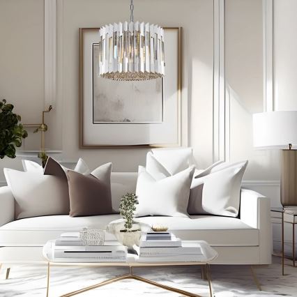 Candeeiro suspenso de cristal RITZ 7xE14/40W/230V cromado brilhante