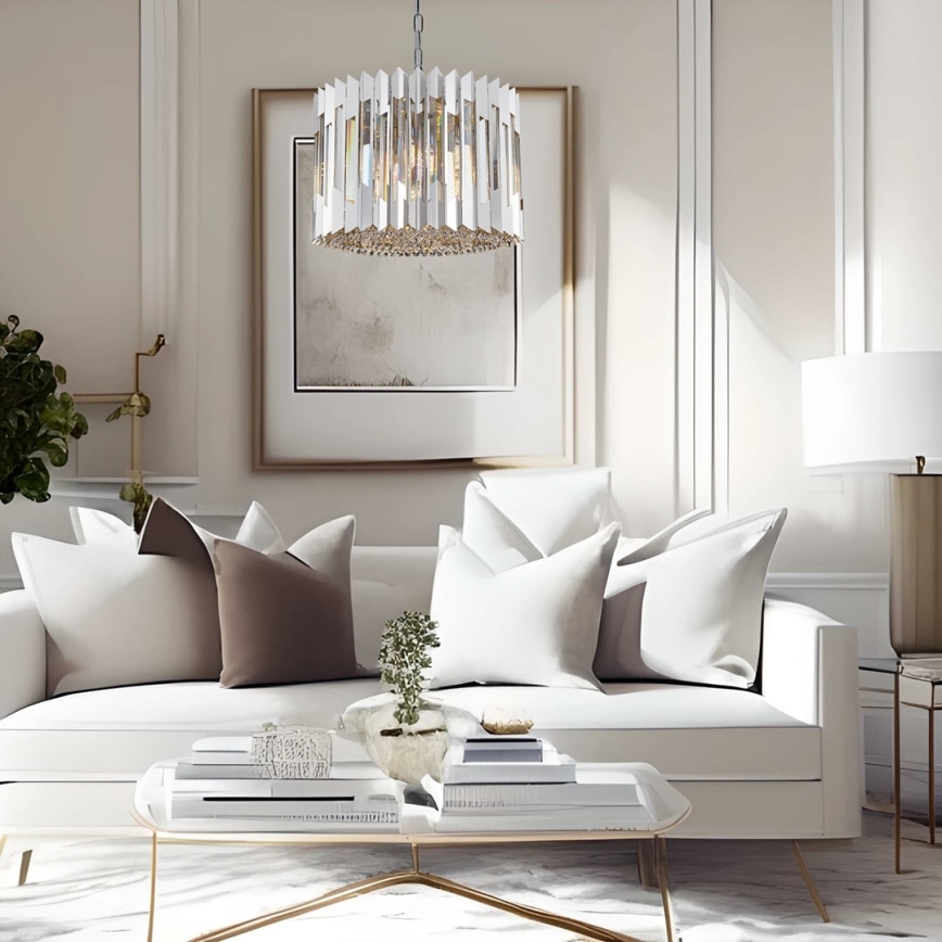 Candeeiro suspenso de cristal RITZ 7xE14/40W/230V cromado brilhante