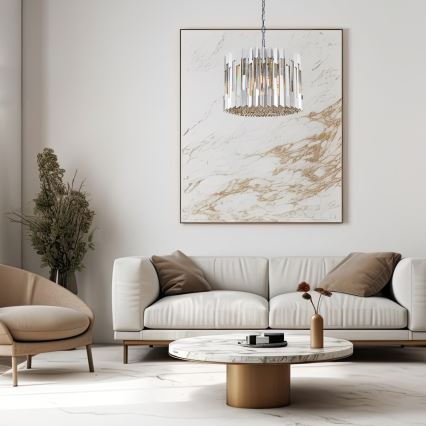 Candeeiro suspenso de cristal RITZ 7xE14/40W/230V cromado brilhante