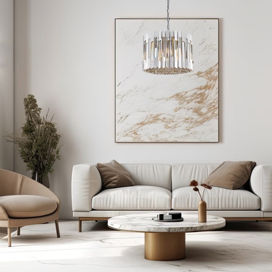 Candeeiro suspenso de cristal RITZ 7xE14/40W/230V cromado brilhante