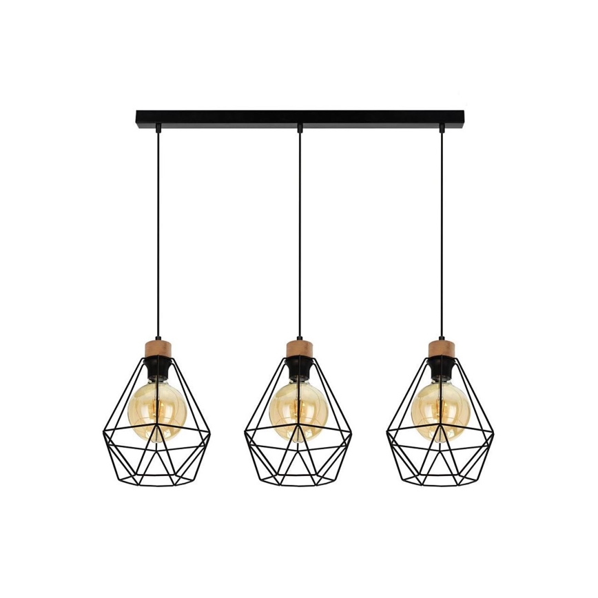 Candeeiro suspenso DIAMENT 3xE27/60W/230V carvalho – FSC certificado