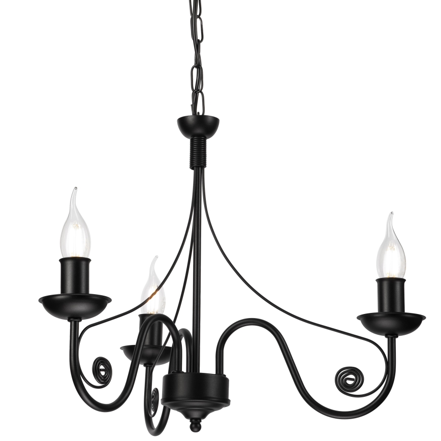 Candeeiro suspenso DONATO 3xE14/40W/230V preto