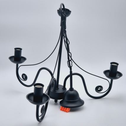 Candeeiro suspenso DONATO 3xE14/40W/230V preto
