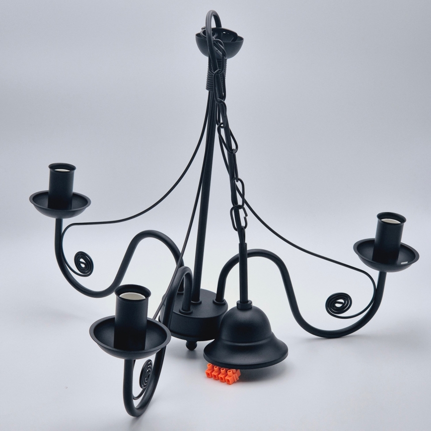 Candeeiro suspenso DONATO 3xE14/40W/230V preto
