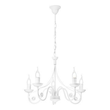 Candeeiro suspenso DONATO 5xE14/40W/230V branco